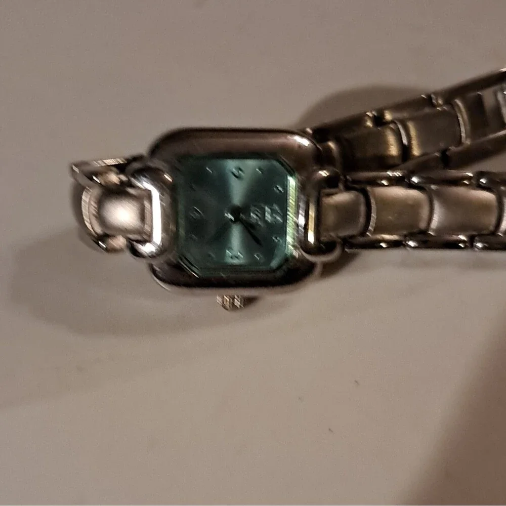 Izod Vintage Women's Dress Quartz Analog Green Dial Silver-Tone Square Watch